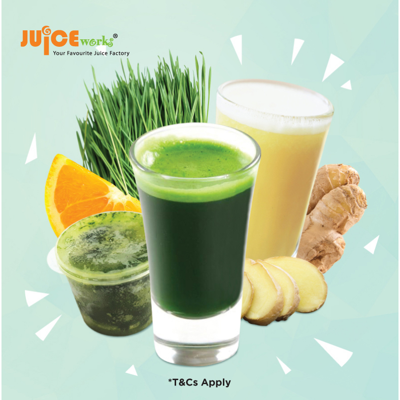 RM3.50 for Wheatgrass Shot or Cube/Ginger Shot (NP: RM4.15)