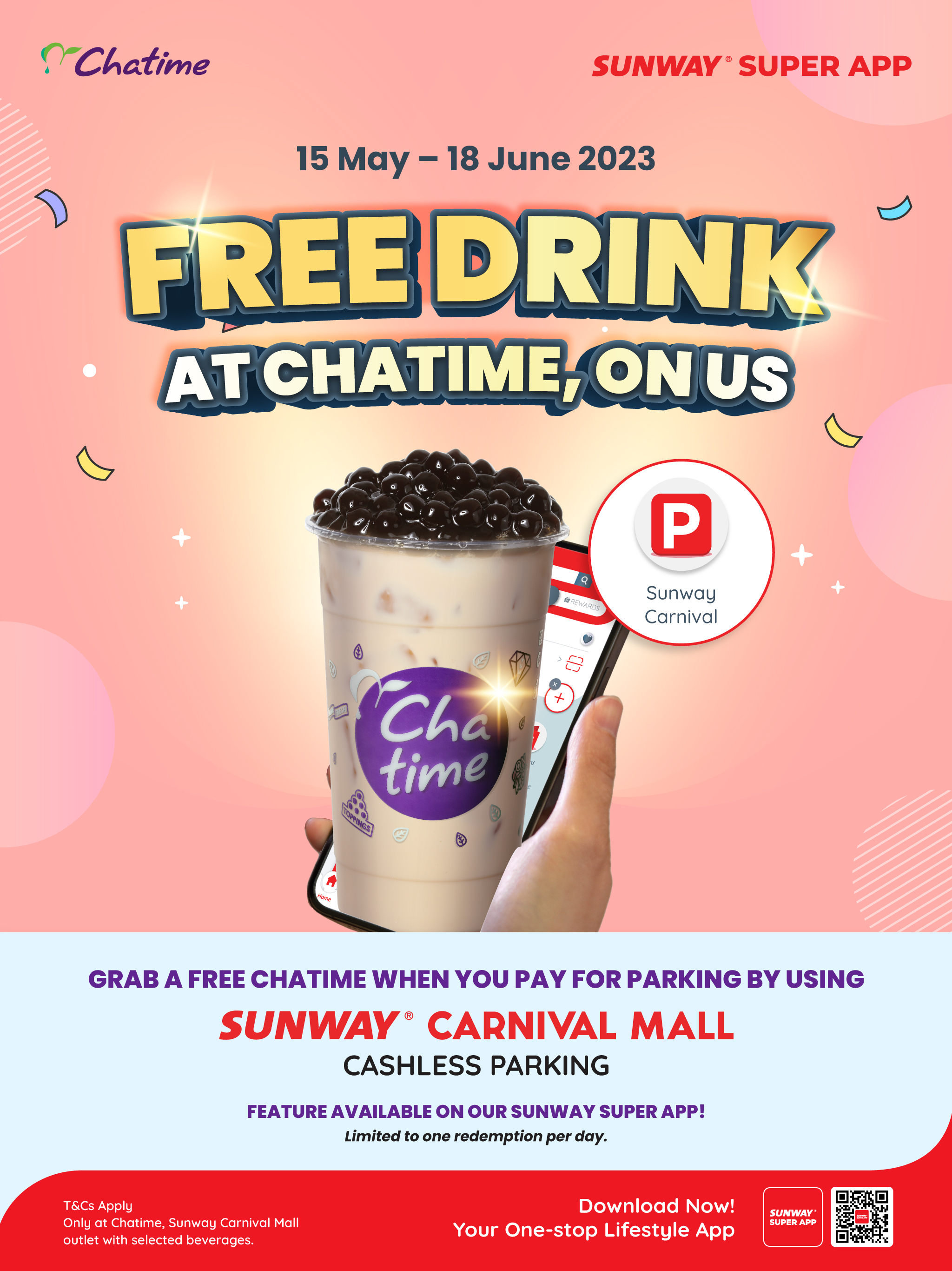 Free Chatime With Sunway Carnival Cashless Parking